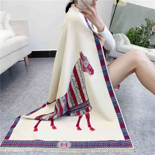 classic style imitation cashmere scarf 2022 new korean tassel shawl thickened warm double-sided women's bib, Blue;gray
